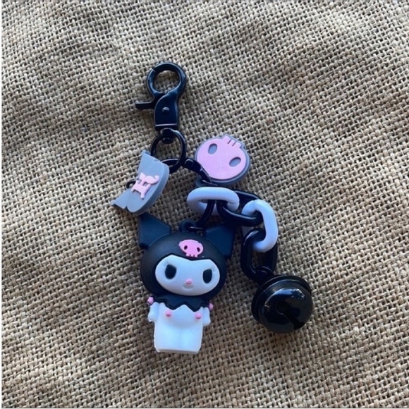Hello kitty & Friends Kuromi Key Ring Bell Key Chain Key Fob Purse Fob New - Picture 6 of 6